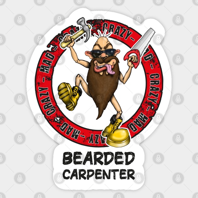 Funny Bearded Carpenter Design Sticker by Status71